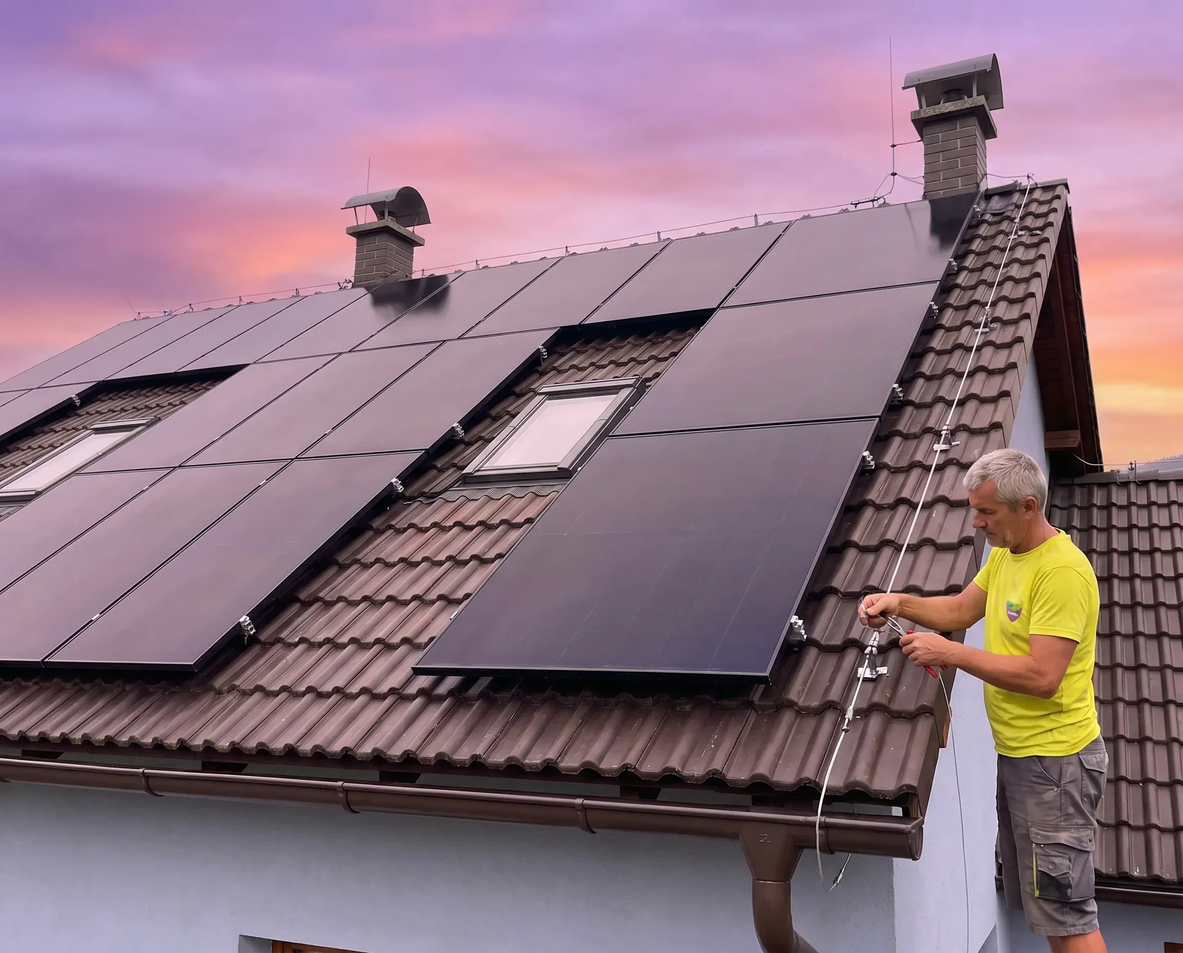 Instalace hromosvodu na střeše